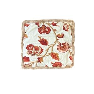 Pottery Barn Floral Fall Colored Floral Leaf Embroidered Pillow Cover